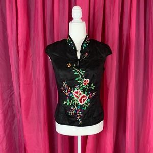 Chinese cheongsam embroidered frog button blouse, size 6